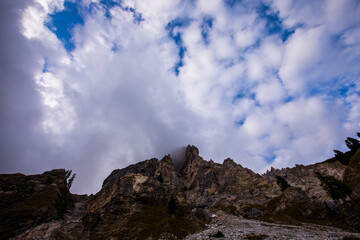 Sunset in Dolomites mountains, Alps, northern Italy