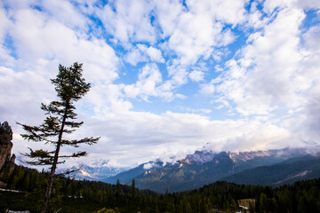 Sunset in Dolomites mountains, Alps, northern Italy