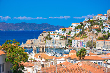 View of the amazing Hydra island, Greece.