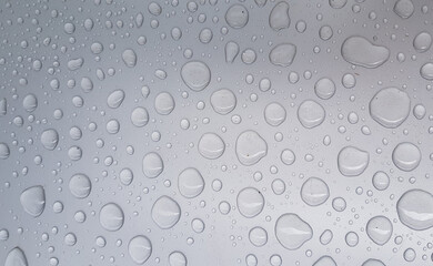 water droplets on gray metal surface
