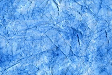 Watercolor blue painted textured background.Crumpled paper.