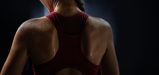 Fototapeta na wymiar The sweat of a woman who is exercising.