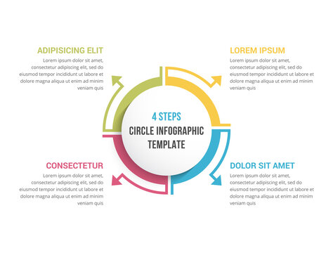 Circle diagram template with four elements, infographic template for web, business, presentations
