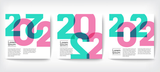 Go to the future 2022 concept, Happy New Year set. Templates with typography logo 2022 for celebration, Colorful trendy template for branding, banner, cover, card, social media, Vector EPS. 10