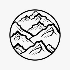 logo of mountains and hills in a circle. nature illustration vintage logo. simple and creative logo template. Identity for your business company