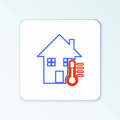 Line House temperature icon isolated on white background. Thermometer icon. Colorful outline concept. Vector