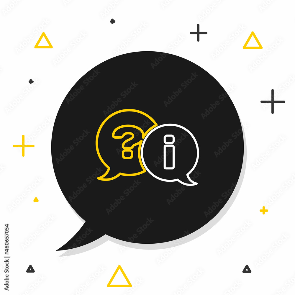 Poster line speech bubbles with question and exclamation icon isolated on white background. faq sign. copy 