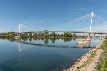 Deux Rives footbridge, bridge for pedestrians and cyclists on the Rhine between Kehl and Strasbourg.
