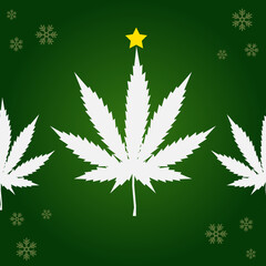 cannabis leaf on green