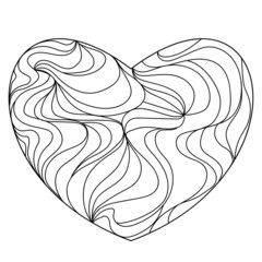 Outline heart with ornate patterns coloring Valentine's day page