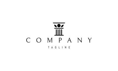 Vector logo on which an abstract image of a column with decorative inserts in the form of leaves.