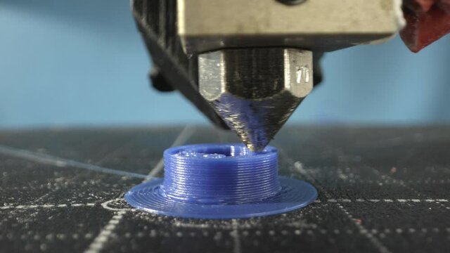 Close up of 3d printing at work. Macro 3d printer