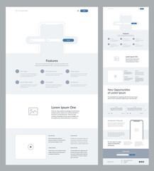 Modern and adaptive website design template for development. Landing page wireframe. © Gooder