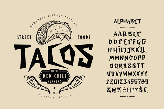 vector graphic craft vintage display Font Tacos