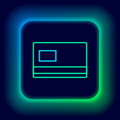 Glowing neon line Credit card icon isolated on black background. Online payment. Cash withdrawal. Financial operations. Shopping sign. Colorful outline concept. Vector