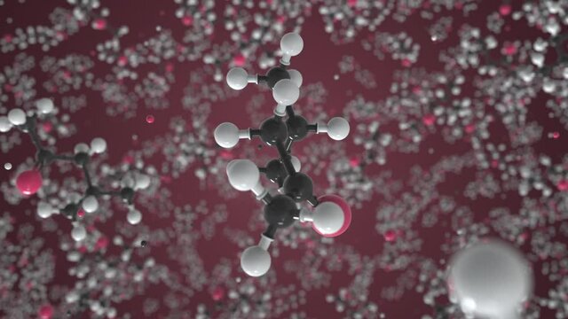 Methyl isobutyl ketone molecule, scientific molecular model, looping 3d animation