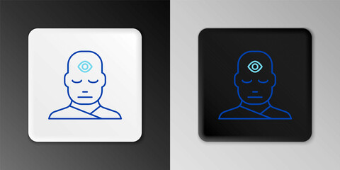 Line Man with third eye icon isolated on grey background. The concept of meditation, vision of energy, aura. Colorful outline concept. Vector