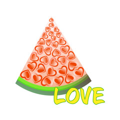 watermelon fruit juice juicy heart love vector illustration