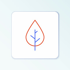 Line Leaf icon isolated on white background. Fresh natural product symbol. Colorful outline concept. Vector