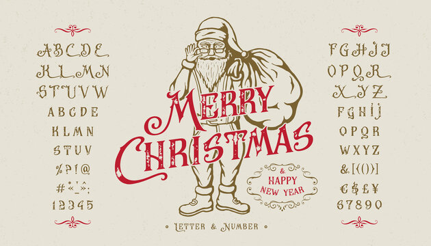 Font Merry Christmas vintage craft design for logo