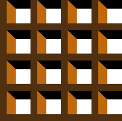 Seamless square pattern, geometric print.