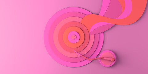 Music concept. Vinyl record playing music. Copy space. 3D illustration.