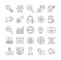 Set of marketing icons. Graphic elements for online stores. Price increases, discounts, special offers for clients. Simple, line art. Cartoon flat vector illustration isolated on white background