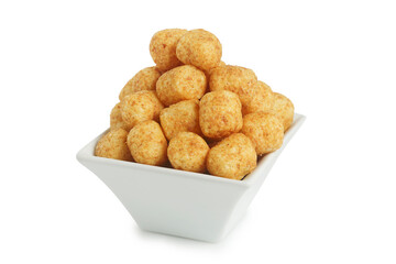 bowl of corn puffs isolated