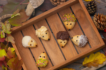 funny baked hedgehogs for autumn time