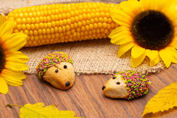 funny baked hedgehogs for autumn time
