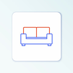 Line Sofa icon isolated on white background. Colorful outline concept. Vector