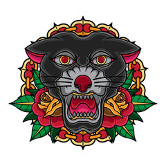 vintage old school tattoo panther