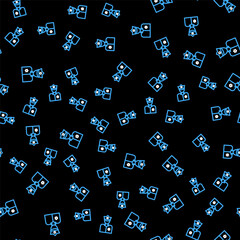 Line Police officer icon isolated seamless pattern on black background. Vector