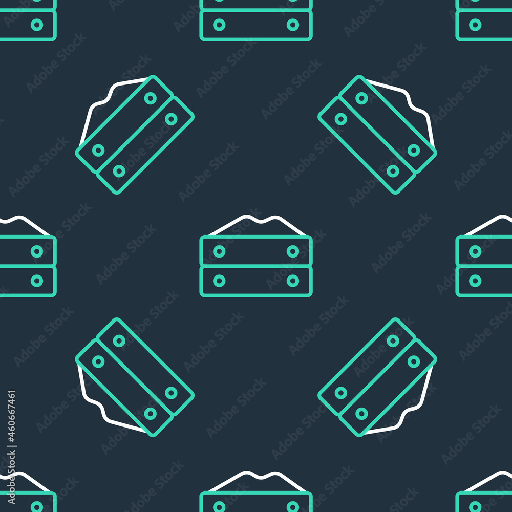 Poster line bag of flour icon isolated seamless pattern on black background. vector