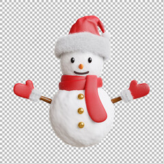 snow man with merry christmas on transparent background,clipping path