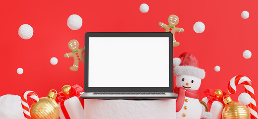 laptop with merry christmas concept for your product display