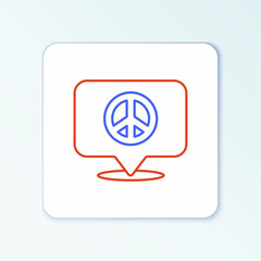 Line Location peace icon isolated on white background. Hippie symbol of peace. Colorful outline concept. Vector
