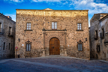 Fototapeta na wymiar Episcopal Palace in Caceres, Extremadura, Spain. Located in Plaza Santa Maria
