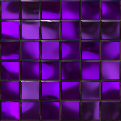 Violet mirror glass mosaic tile. Mirror mosaic tile. 3d render illustration. Interesting geometric seamless texture.