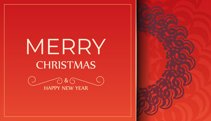 Naklejka premium Red Color Happy New Year Brochure Template with Luxurious Burgundy Ornament