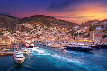 View of the amazing Hydra island, Greece.