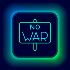 Glowing neon line No war icon isolated on black background. The peace symbol. Colorful outline concept. Vector