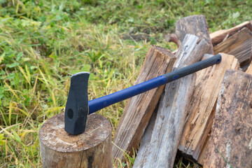 An axe for chopping wood.A special axe for chopping firewood.