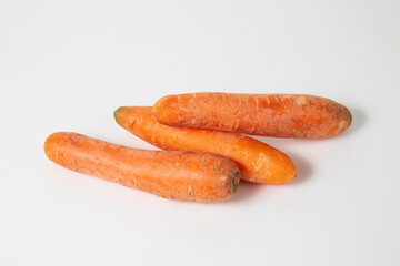 Red carrots on a white background.A natural product.