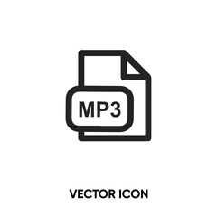 Mp3 file vector icon. Modern, simple flat vector illustration for website or mobile app.Audio or music symbol, logo illustration. Pixel perfect vector graphics	