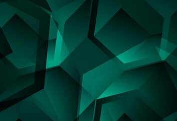 Fototapeta premium Dark Green vector pattern with polygonal style with cubes.