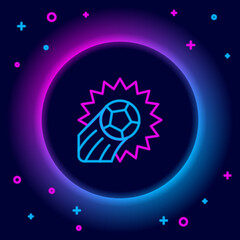 Glowing neon line Soccer football ball icon isolated on black background. Sport equipment. Colorful outline concept. Vector