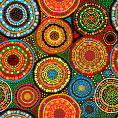 African seamless background with dots and round shapes