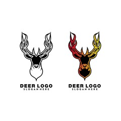 set of deer logo design vector template