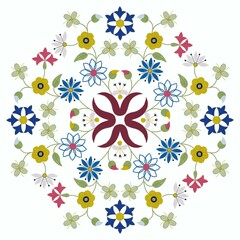 Kashubian Kaszuby floral design folk art ethnic colorful Poland Polish Embroidery - obrazy, fototapety, plakaty